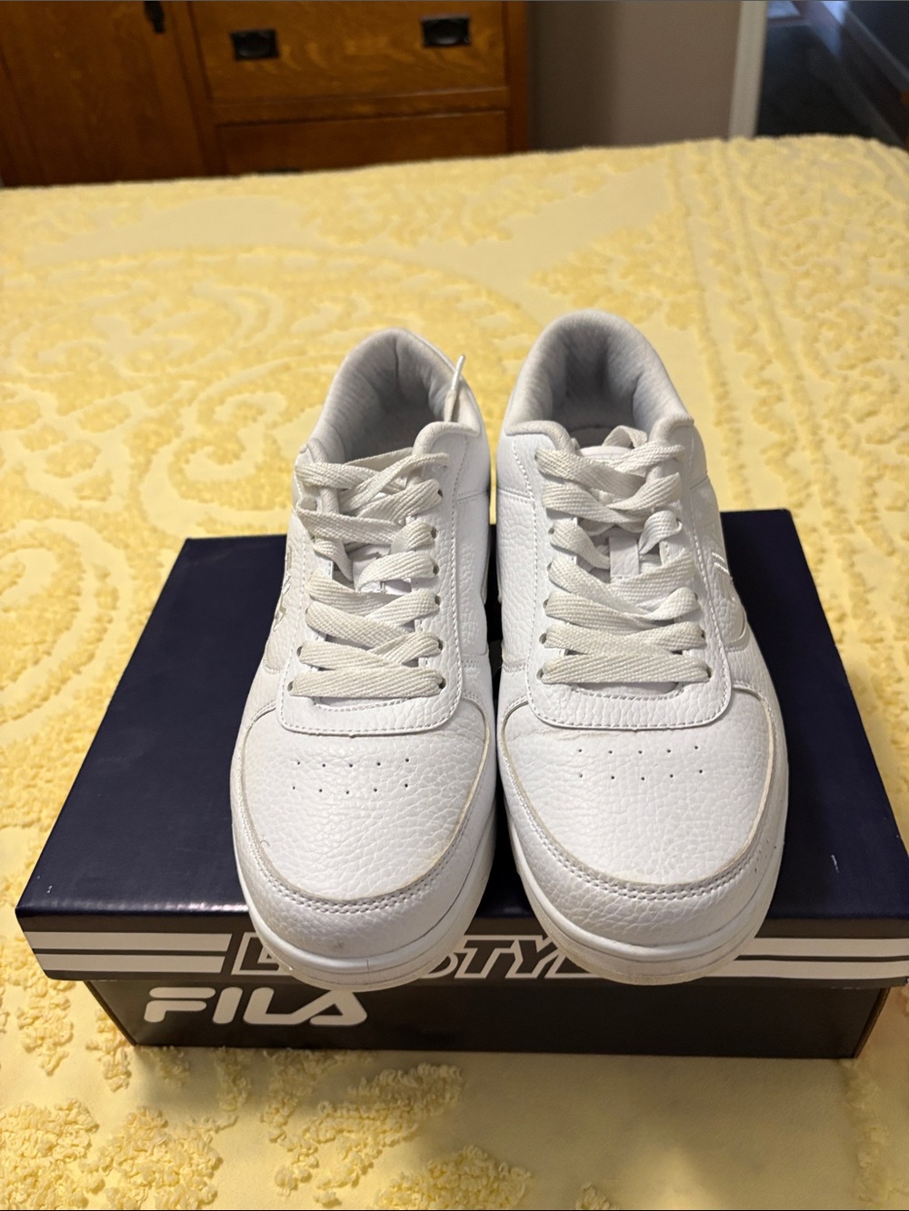 Fila White Low-Top Leather Sneakers
